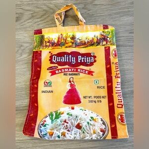 Unique & Fun! Zip up Shopping Bag made from Quality Priya Basmati Rice Bag :)